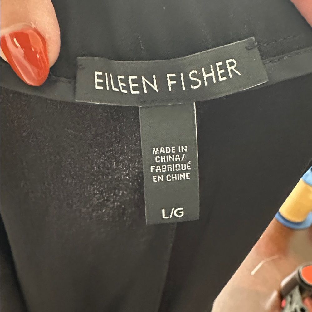 Eileen Fisher Georgette Silk Culottes Large NWOT Black Crepe - Picture 8 of 9